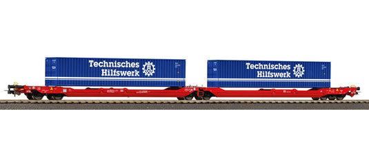 HOゲージ 鉄道模型 貨車 Piko ピコ DB AG T3000e AC T3000e pocket wagon loaded with 2 THW 40 foot containers AC