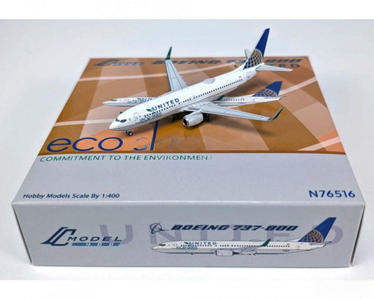 ユナイテッド航空 United Airlines ボーイング 737-824 N76516 eco-skies特別塗装 / Panda Model 1/400 飛行機模型 旅客機