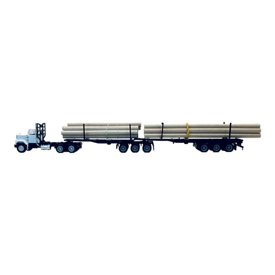 GMC Super B Log Truck and Trailer Whiteホワイト / PROMOTEX 1/87 模型
