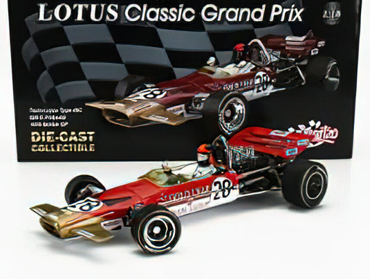 LOTUS - F1  49C FORD TEAM LOTUS N 28 BRITISH GP 1970 EMERSON FITTIPALDI - RED WHITE/QUARTZO 1/18ミニカー