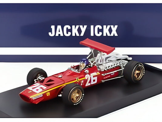 フェラーリ  F1 312 N 26 フランスGP 1968 優勝 ジャッキー イクス - ドライバーフィギュア付 - レッド ホワイト/ BRUMM 1/43 ミニカー