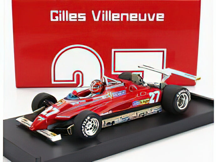 FERRARI F1 126C2 N 27 USA OVEST LONG BEACH GP 1982 GILLES VILLENEUVE フィギュア付 RED/BRUMM 1/43ミニカー