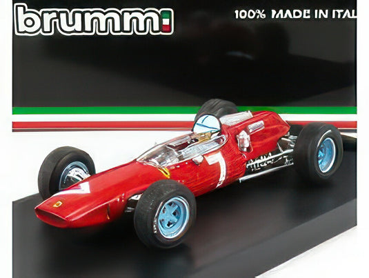 FERRARI F1 158 N 7 WINNER GERMAN GP JOHN SURTEES 1964 WORLD CHAMPION WITH DRIVER FIGURE RED/BRUMM 1/43ミニカー