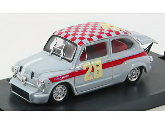 FIAT 600 ABARTH 1000 N 28 4h DI MONZA 1966 STEINMETZ GREY RED/BRUMM 1/43ミニカー