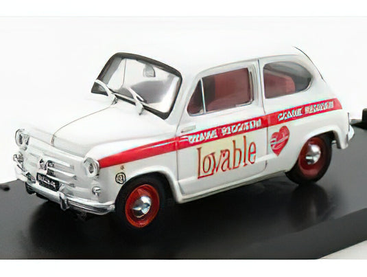 FIAT 600D ABBIGLIAMENTO INTIMO LOVABLE 1965 WHITE RED/BRUMM 1/43ミニカー