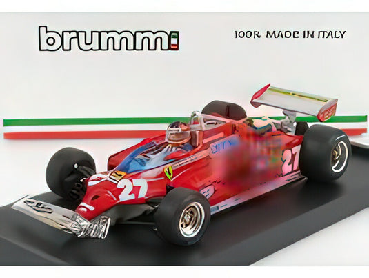 FERRARI  F1  126CK TURBO N 27 GP CANADA MONTREAL 1981 ALETTONE DANNEGGIATO DAL GIRO (LAP) 39 AL 54 GILLES VILLENEUVE フィギュア付き RED/BRUMM 1/43ヘルメット