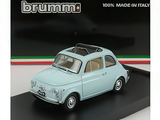 FIAT  500F TETTO APERTO  OPEN 1965  AZZURRO ACQUAMARINA/BRUMM 1/43ヘルメット
