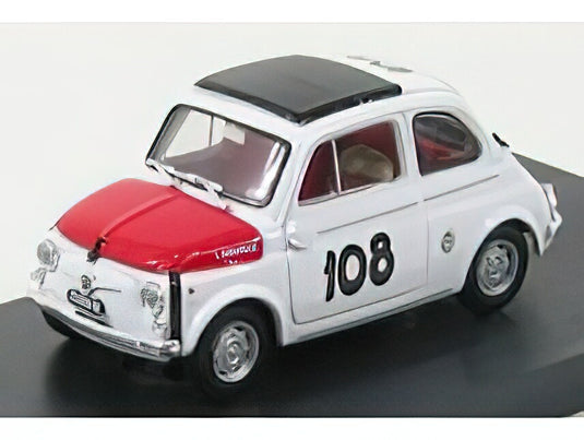 FIAT 500 595 ABARTH N 108 TROFEO ITALIANO TURISMO WINNER COPPA GALLEGA 1965 LEONARDO DURST WHITE RED/BRUMM 1/43ミニカー