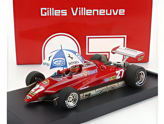 FERRARI  F1  126C2 N 27 BRAZILIAN GP 1982 GILLES VILLENEUVE  WITH DRIVER FIGURE AND UMBRELLA  RED/BRUMM 1/43ミニカー
