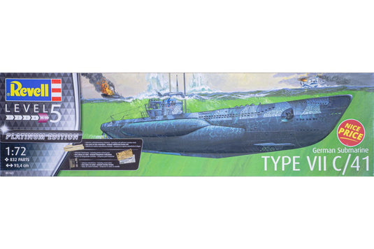 German Submarine Type VII C/41 Platinum Edition 組み立てプラモキット模型 艦船 /Revell 1/72