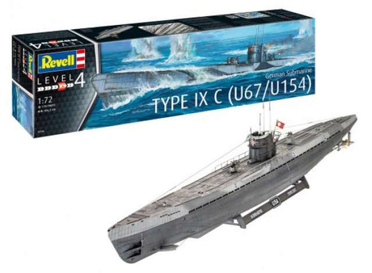 ドイツ潜水艦 タイプIXC U67/U154 レベル4 プラモデルキット /Revell 1/72模型