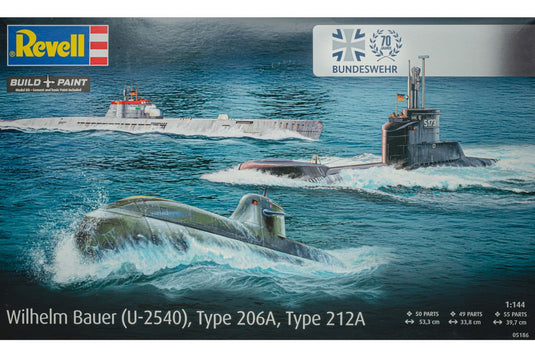 70 Years Bundeswehr Wilhelm Bauer U-2540 Type 206A Type 212A 組み立てプラモキット模型 艦船 /Revell 1/144