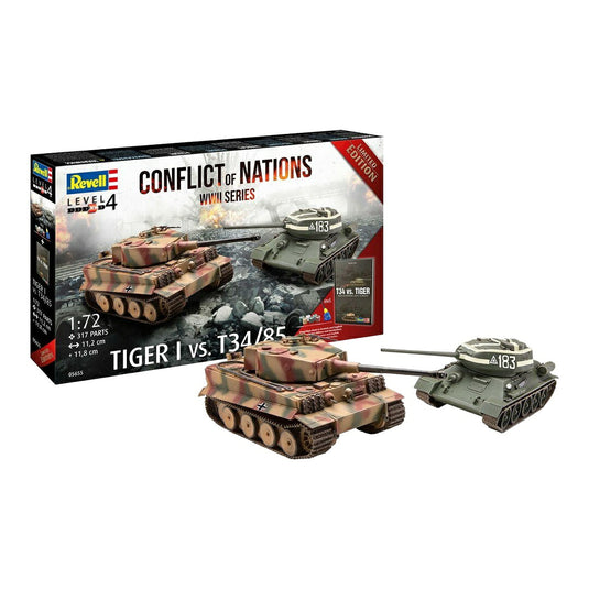 タイガーI vs T-34/85 CONFLICT OF NATIONS WWIIシリーズ 戦車 / Revell 1/72 ミリタリー プラモデル