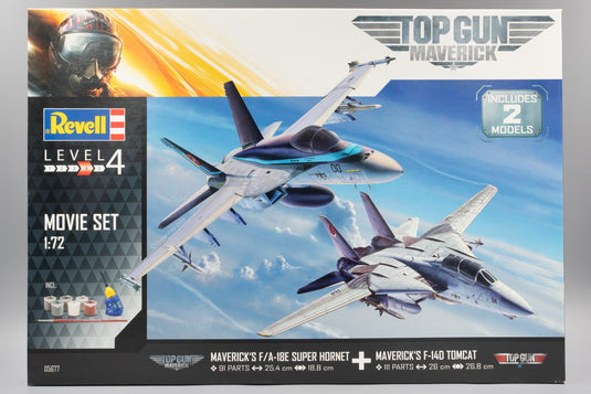 Top Gun Maverick F/A-18E Super Hornet & F-14D Tomcat Movie Set 組み立てプラモキット模型 戦闘機 /Revell 1/72