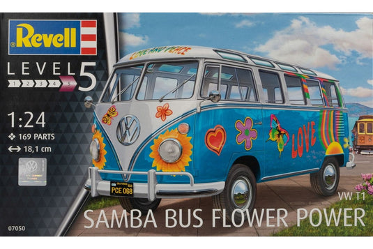 VWフォルクスワーゲン T1 Samba Bus Flower Power 組み立てプラモキット模型 カーモデル /Revell 1/24