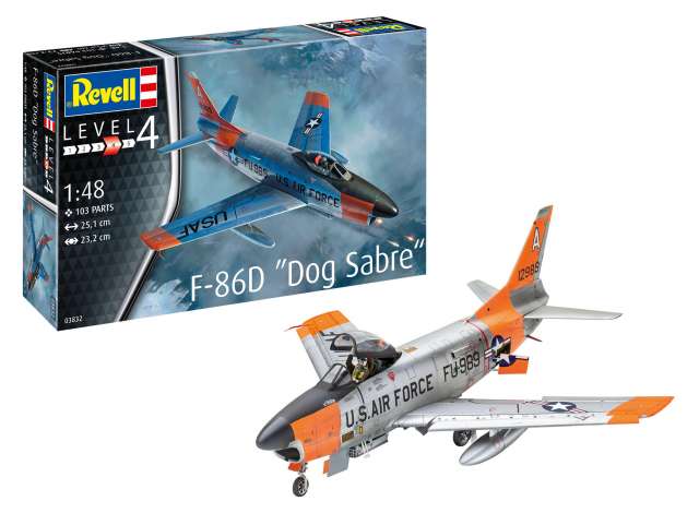 F-86D ドッグセイバー レベル4 プラモデルキット 接着剤 基本色 ブラシ付き/Revell 1/48模型