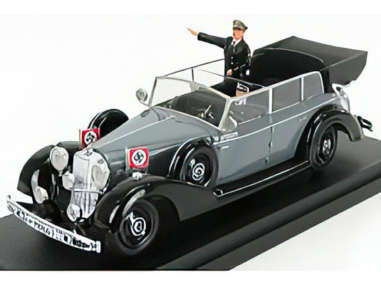 MERCEDES BENZ  770K CABRIOLET OPEN 1942 WITH HITLER AND DRIVER FIGURES  GREY BLACK/Rio 1/43ミニカー