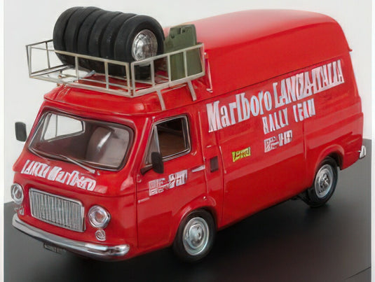 FIAT - 238 VAN TETTO ALTO CON PORTAPACCHI ASSISTENZA CORSE LANCIA 1973 - HIGH ROOF WITH RACK - RED/Rio 1/43ミニカー
