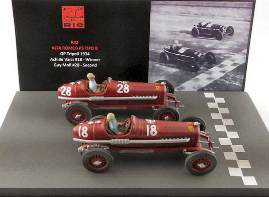Alfa Romeoアルファロメオ P3 1934 GP Tripoliトリポリ #18 Winner Varzi + #28 2nd Moll / Rio 1/43 ミニカー
