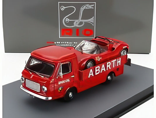 FIAT 241 アシステンツァ アバルト コルセ カートランスポーター 1970 FIAT アバルト 1000SP スパイダー付き レッド/Rio 1/43ミニカー