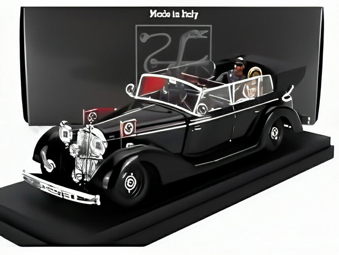 メルセデス ベンツ 770K カブリオレ アドルフ ヒトラー エヴァ ブラウン SS兵士 階級帽ドライバー付き 1942 ミリタリーブラック/ Rio 1/43 ミニカー