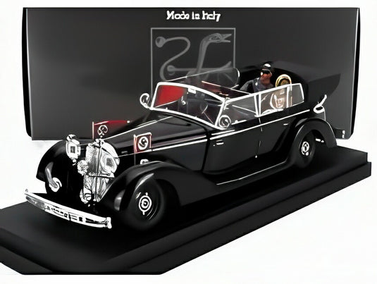 メルセデス ベンツ 770K カブリオレ アドルフ ヒトラー エヴァ ブラウン SS兵士 階級帽ドライバー付き 1942 ミリタリーブラック/ Rio 1/43 ミニカー