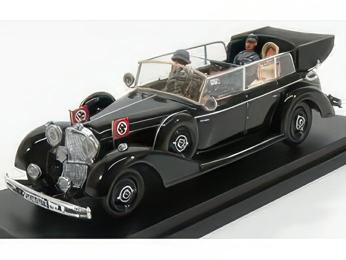 MERCEDES BENZ 770K CABRIOLET WITH ADOLF HITLER EVA BRAUN SS MILITARY GRADUATED DRIVER 1942 MILITARY BLACK/RIO-MODELS 1/43ミニカー 海外限定