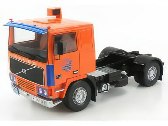 VOLVO F12 TURBO 6 TRACTOR TRUCK 2ASSI 1977 ORANGE BLUE/ROAD-KINGS 1/18ミニカー