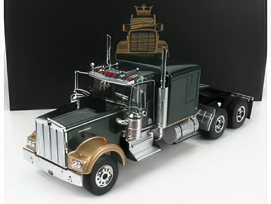 KENWORTH W900 TRACTOR TRUCK 3ASSI 1989 DARK GREEN MET GOLD MET/ROAD-KINGS 1/18ミニカー