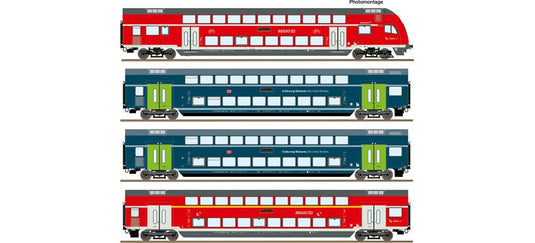 HOゲージ 鉄道模型客車 Roco DB AG Double-decker carriages Era VI AC Motorola/Maerklin-Format