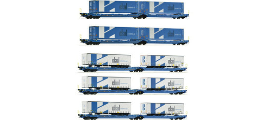 HOゲージ 鉄道模型 Roco ロコ Ekol社 ダブルポケット貨車 5両セット Epoch VI DC 5 articulated double pocket wagons