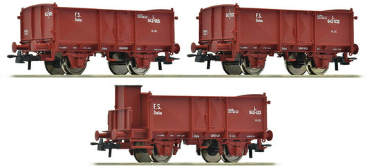 HOゲージ 鉄道模型 貨車 Roco ロコ FS 3 piece set Open freight cars Era II III DC