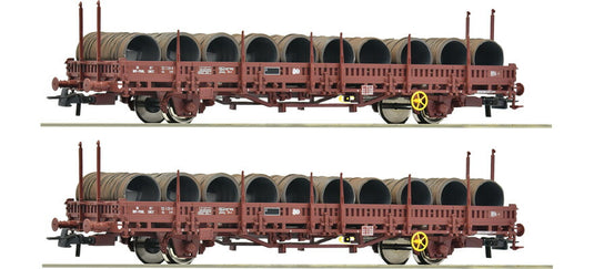 HOゲージ 車両 Roco ロコ SNCF Ks type 2 piece set Era IV DC swivel stake wagon