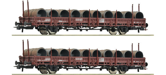 HOゲージ 車両 Roco ロコ OEBB Ks type 2 piece set Era IV DC swivel stake car
