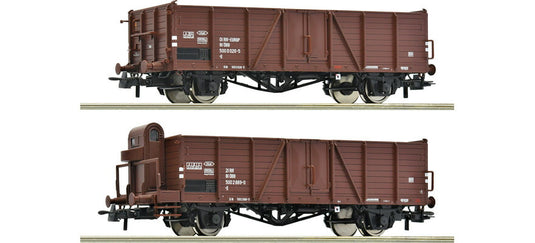 HOゲージ 鉄道模型 Roco ロコ OEBB 2両セット Villach Era IV 2 piece set Open freight wagons DC