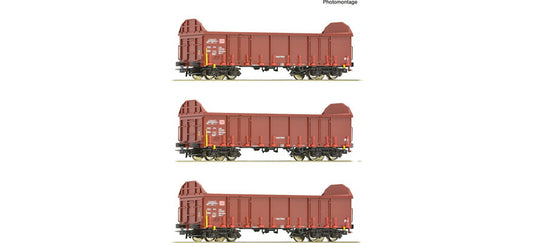 HOゲージ 鉄道模型 貨車 Roco ロコ DB AG Ealos t Era V VI 3 piece set Open freight wagons type Ealos t DB AG Era V VI DC