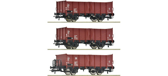 HOゲージ 鉄道模型 Roco ロコ DR 無蓋貨車 3両セット El u (Omu) Era IV 3 piece set Open freight wagons DR DC