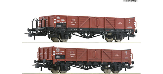 HOゲージ 車両 Roco ロコ PKP 2 piece set Era III DC Open freight cars