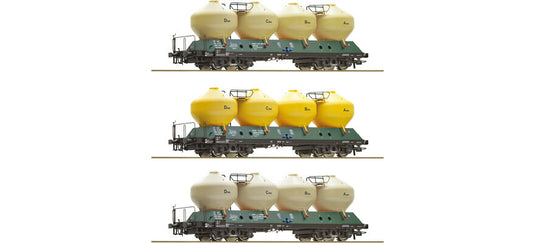 HOゲージ 鉄道模型 貨車 Roco ロコ CSD Raj Era IV 3 piece set Silo wagon type Raj of the CSD Era IV DC