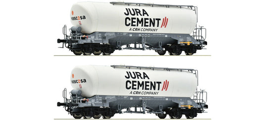HOゲージ 鉄道模型 Roco Jura Cement/Wascosa Uacns サイロ貨車 2両セット Era VI DC