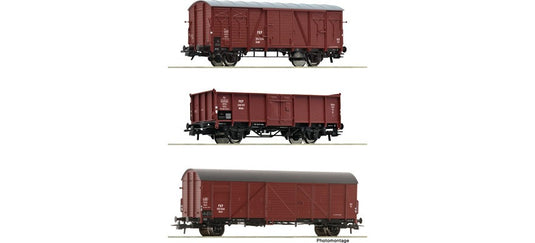 HOゲージ 鉄道模型 Roco PKP 有蓋貨車 3両セット DC