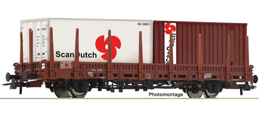 HOゲージ 貨車 Roco NS stake wagon Kbs container Scan Dutch DC