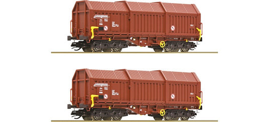 TTゲージ 鉄道模型 Roco DR テレスコピックフード貨車 2両セット Era IV DC