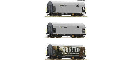 TTゲージ 鉄道模型 Roco Captrain スライディングターポリン貨車 3両セット Era VI DC