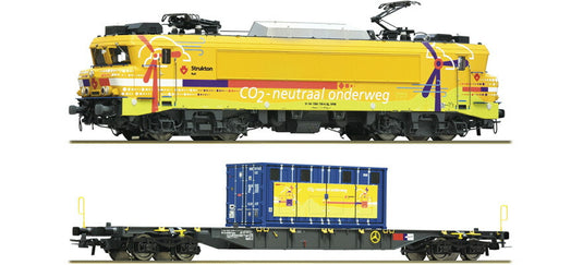 HOゲージ 鉄道模型 Roco ロコ Strukton Rail 1756 Charlotte 電気機関車 コンテナ車付 DC Electric locomotive 1756