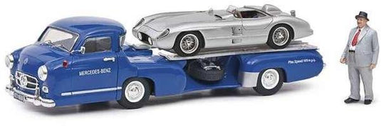 メルセデスベンツ ブルーワンダー & 300SLR フィギュア付 積載車 / Schuco 1/43 ミニカー