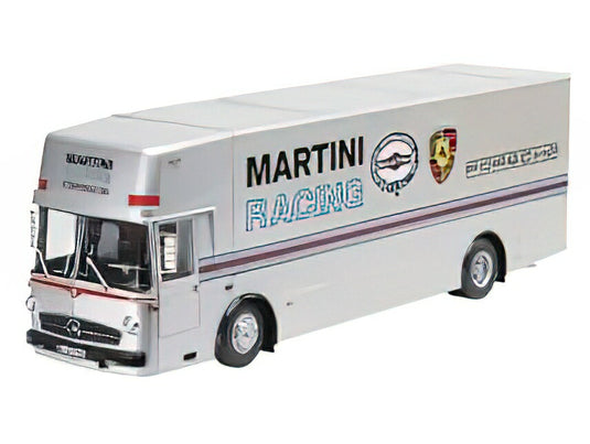 【予約】12月以降発売予定MERCEDES BENZメルセデスベンツO317 TRUCK CAR TRANSPORTER PORSCHE MARTINI 1968 - SILVER /Schuco 1/18ミニカー