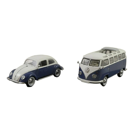 VWフォルクスワーゲン T1 サンバ & VWフォルクスワーゲン Kafer ケーファー ブルー/ホワイト / Schuco 1/43 ミニカー