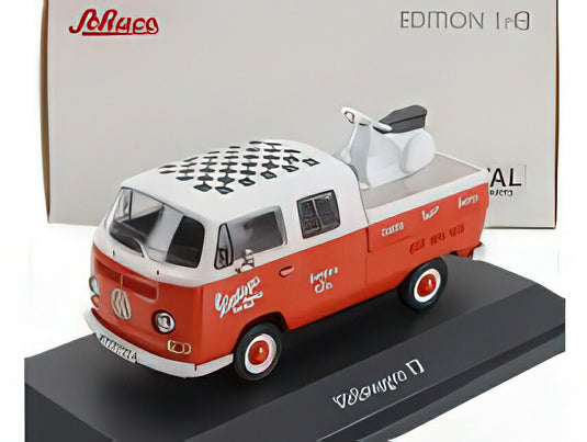 VOLKSWAGEN  T2 DOUBLE CABINE PICKUP 1962 WITH VESPA GS  RED WHITE/Schuco 1/43ミニカー