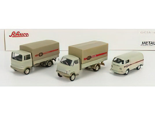 VOLKSWAGEN SET 3X STUCKGUT T2 VAN HANOMAG F55 TRUCK MERCEDES BENZ LP608 TRUCK GREY BEIGE/Schuco 1/87ミニカー